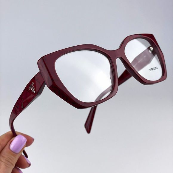 Prada PR18WV 15D1O1 Eyeglasses Etruscan Red Marble  Cat Eye Women - Picture 1 of 12